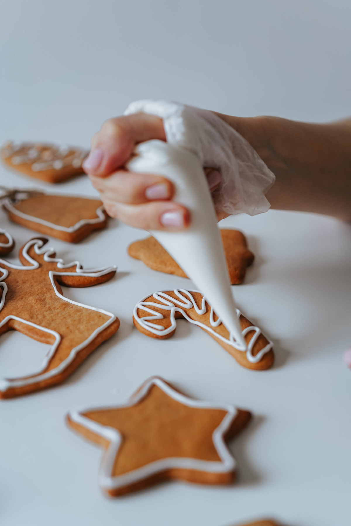Woman Decorating Gingerbread Cookies